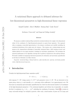 A variational Bayes approach to debiased inference for low-dimensional
  parameters in high-dimensional linear regression