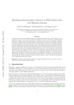 Sparsifying dimensionality reduction of PDE solution data with Bregman
  learning