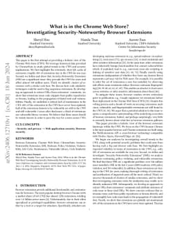 What is in the Chrome Web Store? Investigating Security-Noteworthy
  Browser Extensions