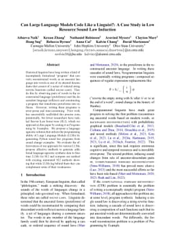 Can Large Language Models Code Like a Linguist?: A Case Study in Low
  Resource Sound Law Induction