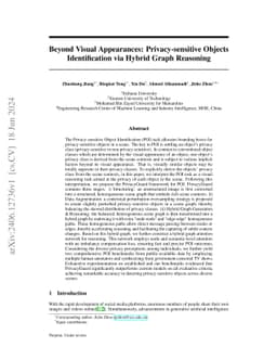Beyond Visual Appearances: Privacy-sensitive Objects Identification via
  Hybrid Graph Reasoning