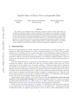 Implicit Bias of Mirror Flow on Separable Data
