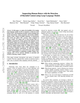 Supporting Human Raters with the Detection of Harmful Content using
  Large Language Models