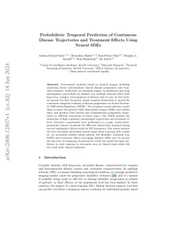 Probabilistic Temporal Prediction of Continuous Disease Trajectories and
  Treatment Effects Using Neural SDEs