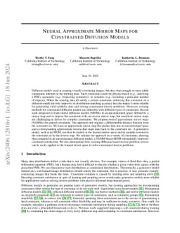 Neural Approximate Mirror Maps for Constrained Diffusion Models