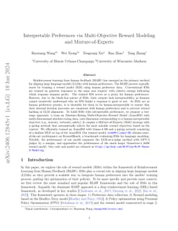 Interpretable Preferences via Multi-Objective Reward Modeling and
  Mixture-of-Experts
