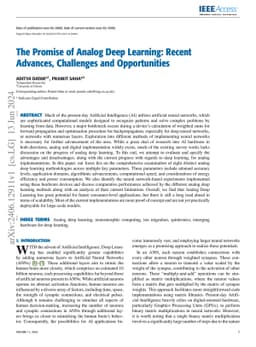 The Promise of Analog Deep Learning: Recent Advances, Challenges and
  Opportunities