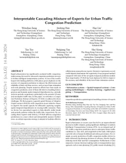 Interpretable Cascading Mixture-of-Experts for Urban Traffic Congestion
  Prediction