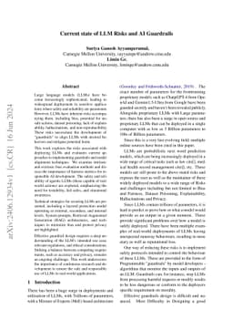Current state of LLM Risks and AI Guardrails