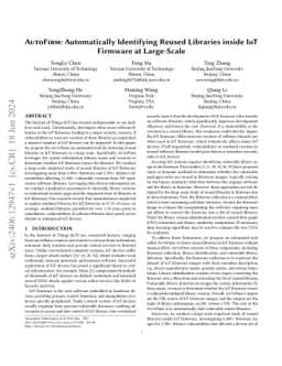 AutoFirm: Automatically Identifying Reused Libraries inside IoT Firmware
  at Large-Scale