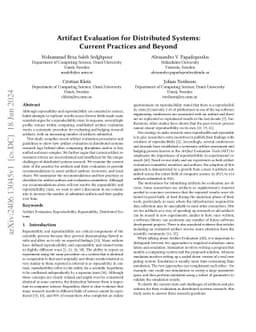 Artifact Evaluation for Distributed Systems: Current Practices and
  Beyond