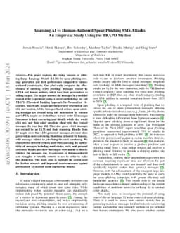 Assessing AI vs Human-Authored Spear Phishing SMS Attacks: An Empirical Study