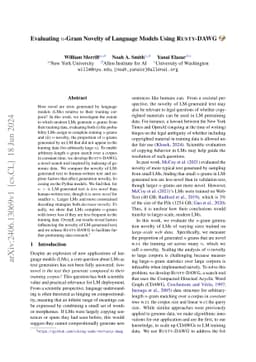 Evaluating $n$-Gram Novelty of Language Models Using Rusty-DAWG