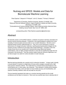 Nutmeg and SPICE: Models and Data for Biomolecular Machine Learning