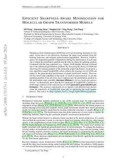 Efficient Sharpness-Aware Minimization for Molecular Graph Transformer
  Models