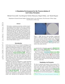 A Simulation Environment for the Neuroevolution of Ant Colony Dynamics