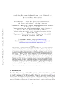 Analyzing Diversity in Healthcare LLM Research: A Scientometric
  Perspective