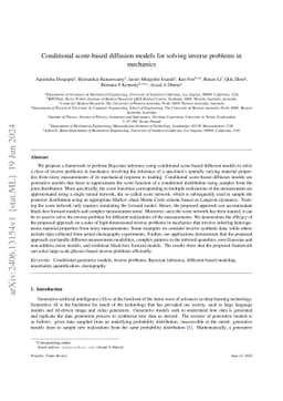 Conditional score-based diffusion models for solving inverse problems in
  mechanics