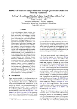 QRMeM: Unleash the Length Limitation through Question then Reflection
  Memory Mechanism