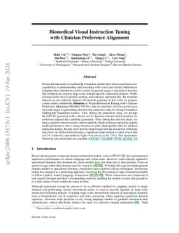 Biomedical Visual Instruction Tuning with Clinician Preference Alignment