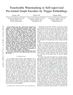 Transferable Watermarking to Self-supervised Pre-trained Graph Encoders
  by Trigger Embeddings