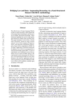 Bridging Law and Data: Augmenting Reasoning via a Semi-Structured
  Dataset with IRAC methodology