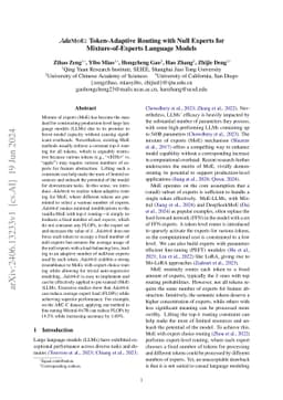 AdaMoE: Token-Adaptive Routing with Null Experts for Mixture-of-Experts
  Language Models