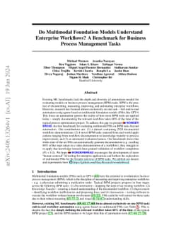 Do Multimodal Foundation Models Understand Enterprise Workflows? A
  Benchmark for Business Process Management Tasks