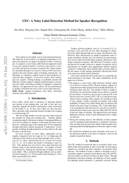 CEC: A Noisy Label Detection Method for Speaker Recognition