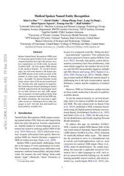 Medical Spoken Named Entity Recognition