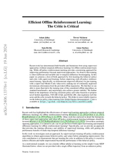 Efficient Offline Reinforcement Learning: The Critic is Critical