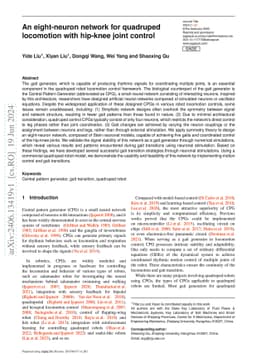 An eight-neuron network for quadruped locomotion with hip-knee joint
  control