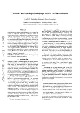 Children's Speech Recognition through Discrete Token Enhancement