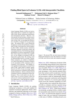 Finding Blind Spots in Evaluator LLMs with Interpretable Checklists