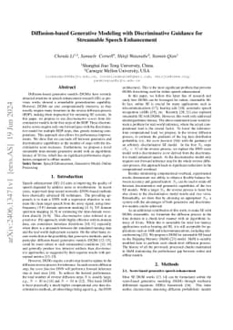 Diffusion-based Generative Modeling with Discriminative Guidance for
  Streamable Speech Enhancement