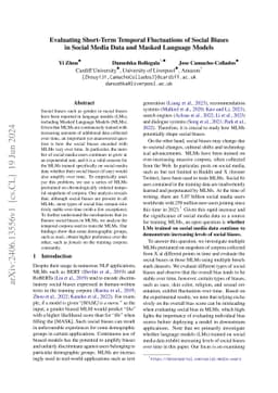 Evaluating Short-Term Temporal Fluctuations of Social Biases in Social
  Media Data and Masked Language Models