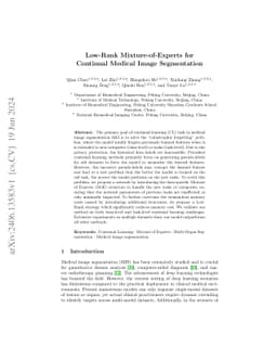 Low-Rank Mixture-of-Experts for Continual Medical Image Segmentation