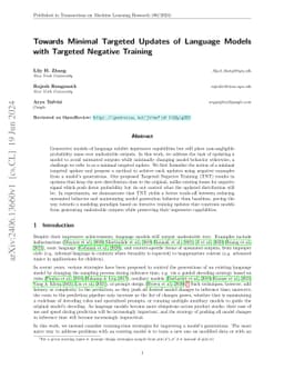 Towards Minimal Targeted Updates of Language Models with Targeted
  Negative Training