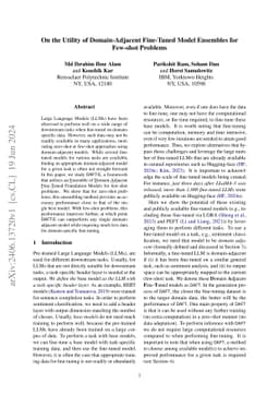 On the Utility of Domain-Adjacent Fine-Tuned Model Ensembles for
  Few-shot Problems