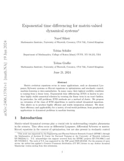 Exponential time differencing for matrix-valued dynamical systems