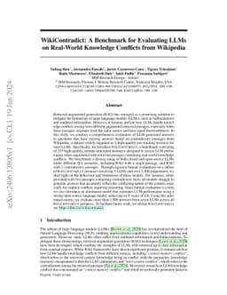 WikiContradict: A Benchmark for Evaluating LLMs on Real-World Knowledge
  Conflicts from Wikipedia
