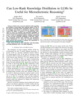 Can Low-Rank Knowledge Distillation in LLMs be Useful for
  Microelectronic Reasoning?