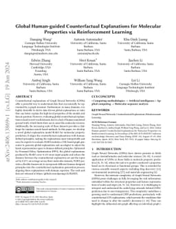 Global Human-guided Counterfactual Explanations for Molecular Properties
  via Reinforcement Learning