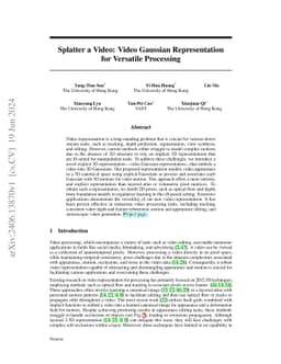 Splatter a Video: Video Gaussian Representation for Versatile Processing