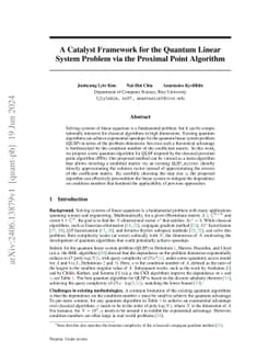 A Catalyst Framework for the Quantum Linear System Problem via the
  Proximal Point Algorithm