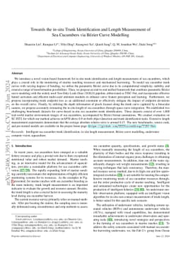 Towards the in-situ Trunk Identification and Length Measurement of Sea
  Cucumbers via Bézier Curve Modelling