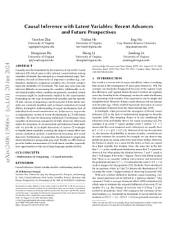 Causal Inference with Latent Variables: Recent Advances and Future
  Prospectives