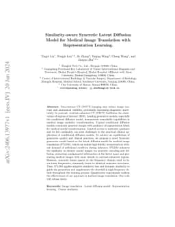 Similarity-aware Syncretic Latent Diffusion Model for Medical Image
  Translation with Representation Learning