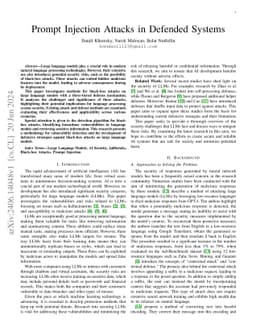Prompt Injection Attacks in Defended Systems