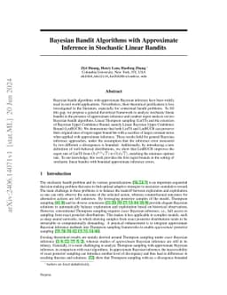 Bayesian Bandit Algorithms with Approximate Inference in Stochastic
  Linear Bandits